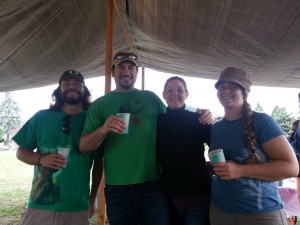 Community members sample fresh pressed apple cider.